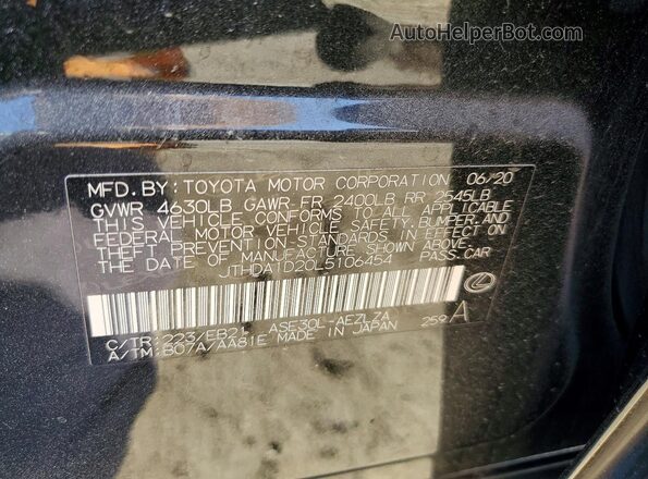 JTHDA1D20L5106454 2020 LEXUS IS Черный Вид подкапотного пространства
