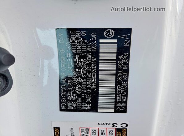 JTHHZ5BC0K5021187 2019 LEXUS RC White Շարժիչի բաժամունքի տեսք