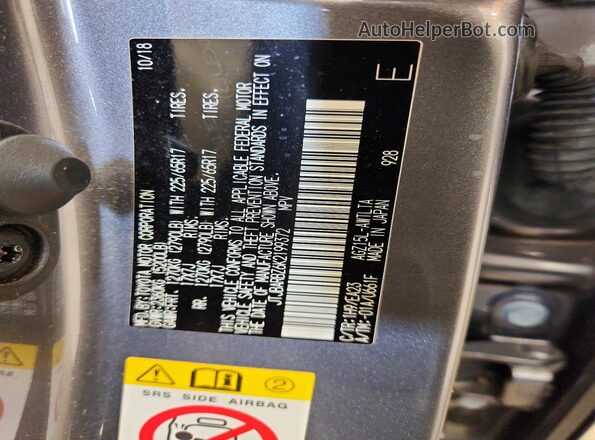 JTJBARBZ6K2199372 2019 LEXUS NX Gray VIN კოდის სტიკერის ხედი