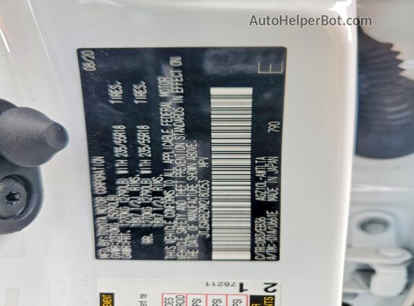 JTJSARBZ9M2180253 2021 LEXUS NX White Widok naklejki z numerem VIN