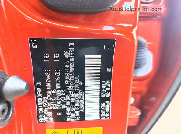 JTJSARDZ0L2223387 2020 LEXUS NX Orange Вид наклейки з VIN-кодом