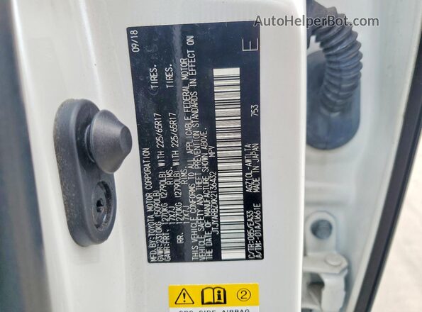 JTJYARBZXK2136432 2019 LEXUS NX Белый Вид наклейки с VIN-кодом
