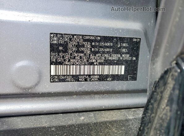 JTMAB3FV2MD034197 2021 TOYOTA RAV4 Silver Vista de la etiqueta del VIN