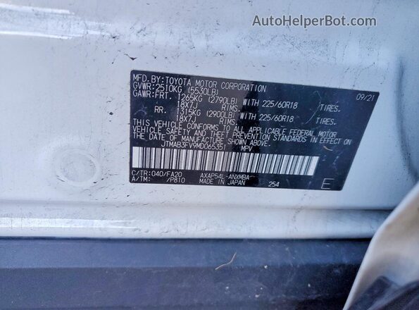 JTMAB3FV9MD065351 2021 TOYOTA RAV4 White Вид підкапотного простору