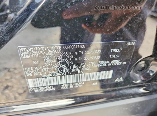 JTMABABA2RA063117 2024 SUBARU SOLTERRA Черный Вид наклейки с VIN-кодом