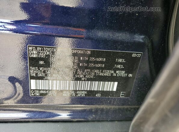 JTMB6RFV9ND050832 2022 TOYOTA RAV4 Blue Панорамний вид салону 360°