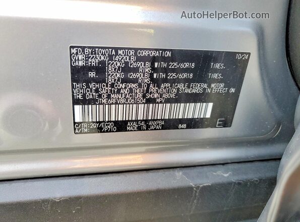 JTME6RFV8RJ061504 2024 TOYOTA RAV4 Серебряный Вид наклейки с VIN-кодом