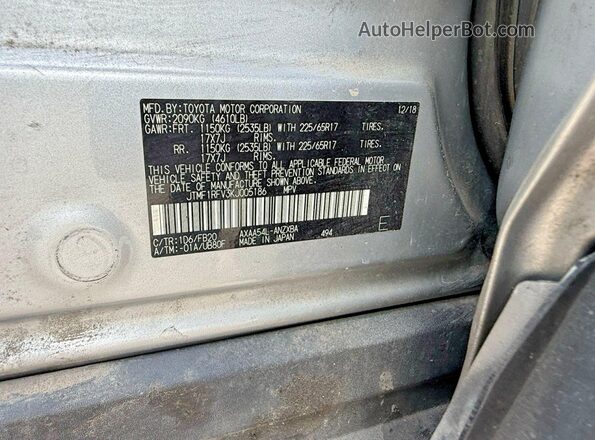 JTMF1RFV3KJ005186 2019 TOYOTA RAV4 Silver Widok tylnych siedzeń