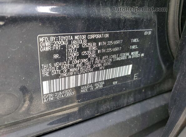 JTMG1RFV1LD529294 2020 TOYOTA RAV4 Черный Панорамный вид салона 360°