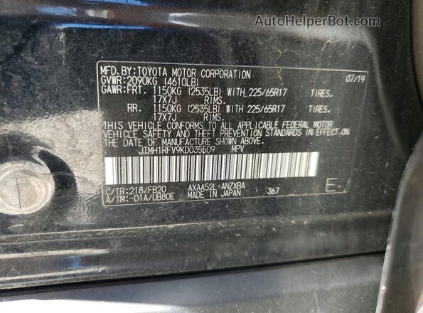 JTMH1RFV9KD035509 2019 TOYOTA RAV4 Black Widok wnętrza 360 stopni