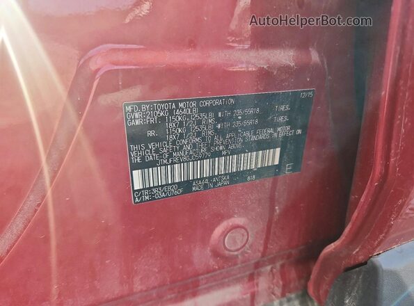 JTMJFREV8GJ059779 2016 TOYOTA RAV4 Red Вид наклейки з VIN-кодом