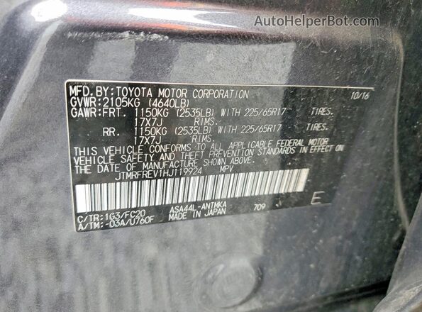 JTMRFREV1HJ119924 2017 TOYOTA RAV4 Серый Вид наклейки с VIN-кодом