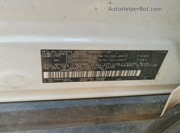 JTMRWRFV3SD277802 2025 TOYOTA RAV4 White VIN կոդի պիտակի տեսք