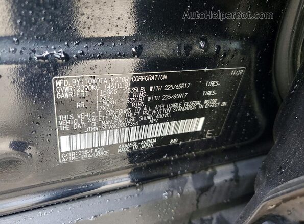 JTMW1RFV6KD007366 2019 TOYOTA RAV4 Черный Панорамный вид салона 360°