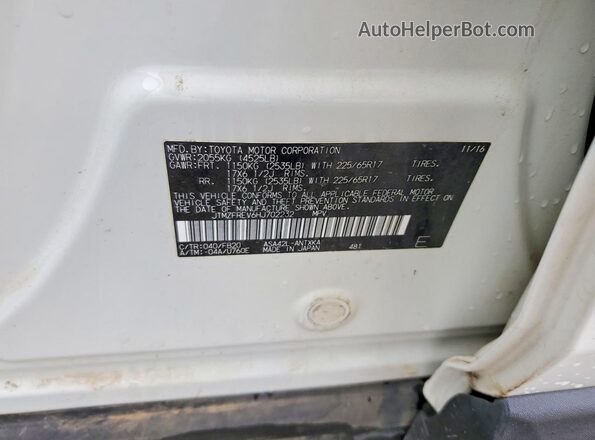 JTMZFREV6HJ702232 2017 TOYOTA RAV White Widok naklejki z numerem VIN