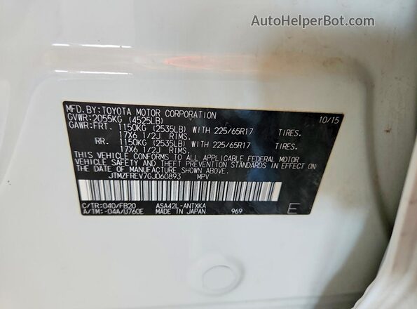 JTMZFREV7GJ060893 2016 TOYOTA RAV4 White Widok naklejki z numerem VIN