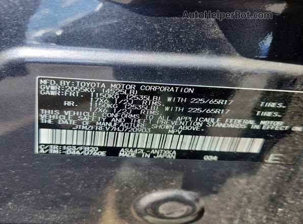 JTMZFREV7HJ720903 2017 TOYOTA RAV4 Gray Вид наклейки з VIN-кодом