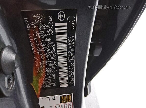 JTND4MBE6M3146571 2021 TOYOTA COROLLA Charcoal Widok komory silnika