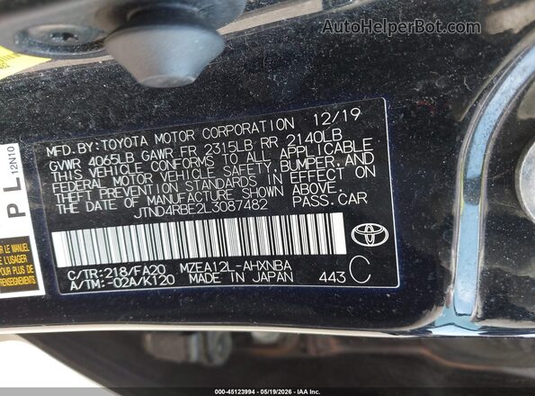 JTND4RBE2L3087482 2020 TOYOTA COROLLA Черный Вид подкапотного пространства