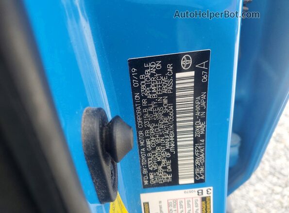 JTNKHMBX1K1056041 2019 TOYOTA C-HR Синий Вид наклейки с VIN-кодом