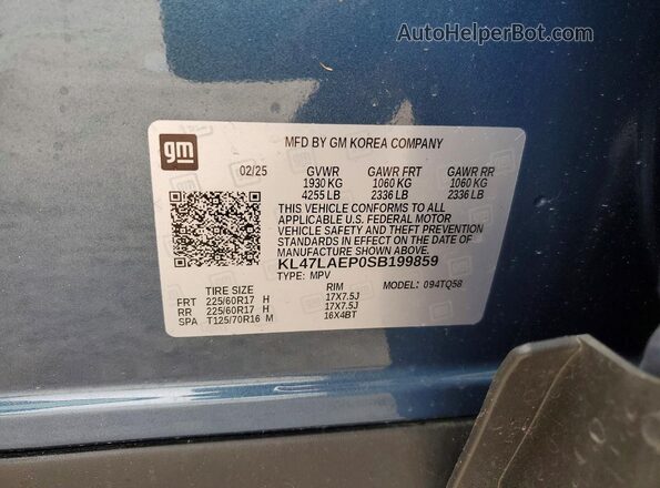 KL47LAEP0SB199859 2025 BUICK OTHER Синий Вид наклейки с VIN-кодом