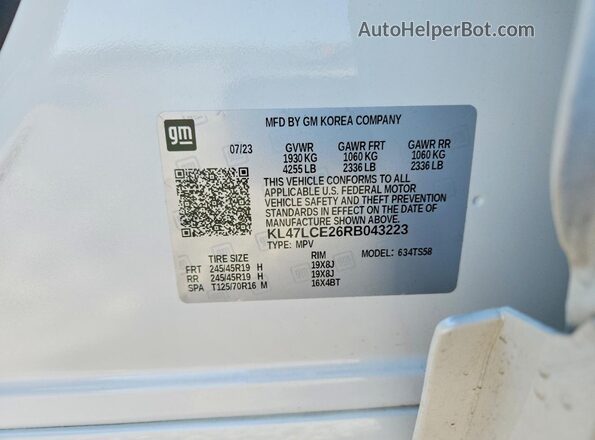 KL47LCE26RB043223 2024 BUICK OTHER Белый Вид наклейки с VIN-кодом