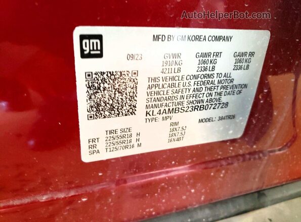 KL4AMBS23RB072728 2024 BUICK ENCORE Красный Вид подкапотного пространства