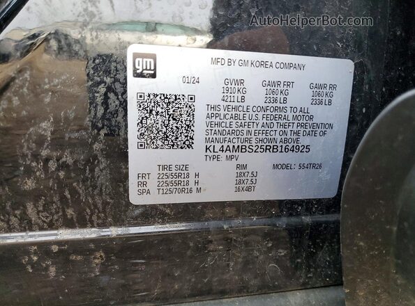 KL4AMBS25RB164925 2024 BUICK ENCORE Черный Вид наклейки с VIN-кодом