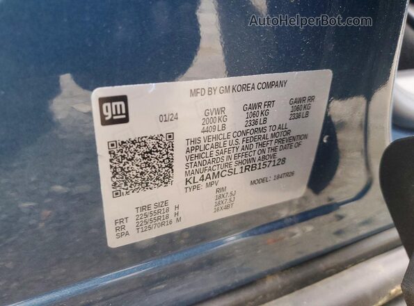 KL4AMCSL1RB157128 2024 BUICK ENCORE Синий Вид наклейки с VIN-кодом