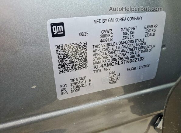 KL4AMCSL3TB042182 2026 BUICK ENCORE Gray Widok wnętrza 360 stopni