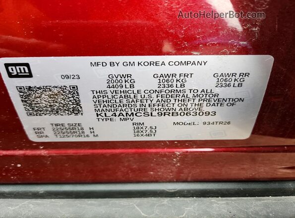 KL4AMCSL9RB063093 2024 BUICK ENCORE Бордовый Вид подкапотного пространства