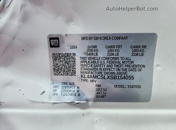 KL4AMCSLXSB154055 2025 BUICK ENCORE White Widok wnętrza 360 stopni