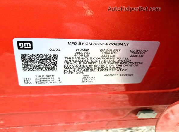 KL4AMESL1RB165872 2024 BUICK ENCORE Оранжевый Панорамный вид салона 360°