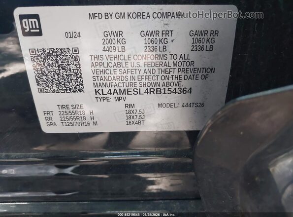 KL4AMESL4RB154364 2024 BUICK ENCORE Черный Вид подкапотного пространства