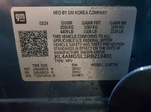 KL4AMGSL1RB213401 2024 BUICK ENCORE Blue Widok wnętrza 360 stopni