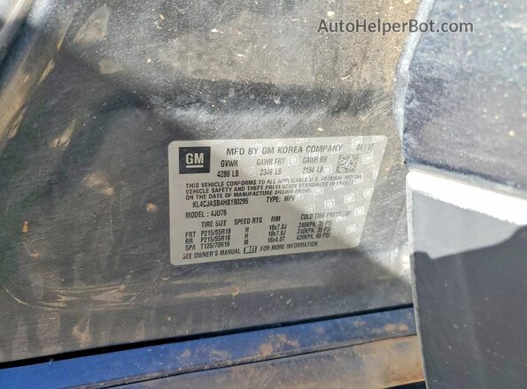 KL4CJASB4HB190295 2017 BUICK ENCORE Charcoal VIN կոդի պիտակի տեսք