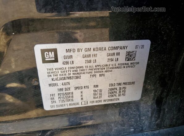 KL4CJASB7MB313842 2021 BUICK ENCORE Черный Вид подкапотного пространства