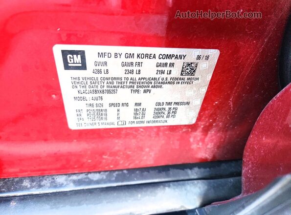 KL4CJASBXKB705257 2019 BUICK ENCORE Красный Панорамный вид салона 360°