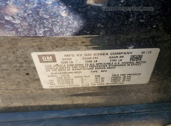 KL4CJASMXNB548223 2022 BUICK ENCORE Синий Вид подкапотного пространства