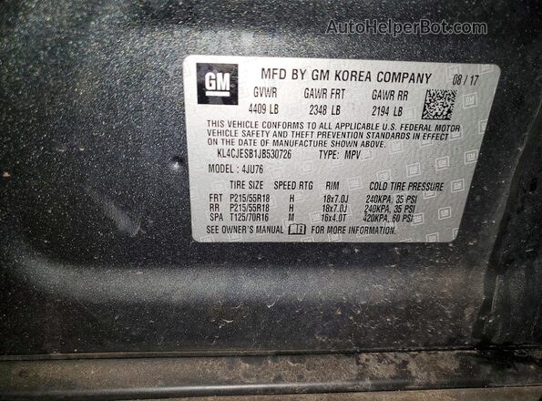 KL4CJESB1JB530726 2018 BUICK ENCORE Серый Панорамный вид салона 360°