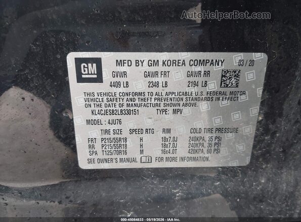 KL4CJESB2LB330151 2020 BUICK ENCORE Черный Вид подкапотного пространства