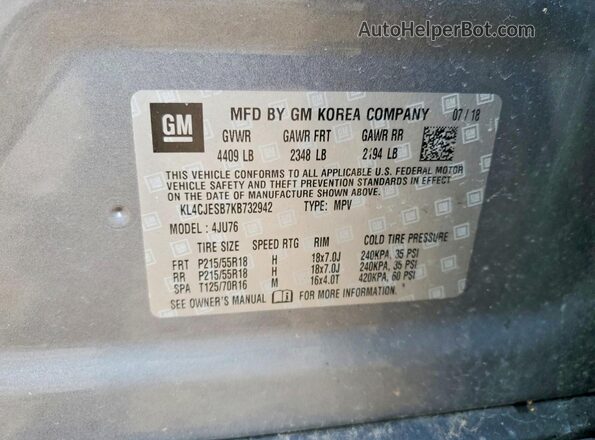 KL4CJESB7KB732942 2019 BUICK ENCORE Серый Вид подкапотного пространства