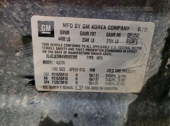 KL4CJESM4NB502300 2022 BUICK ENCORE Синий Панорамный вид салона 360°