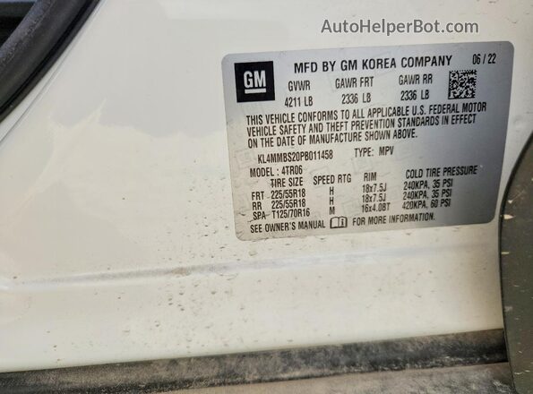 KL4MMBS20PB011458 2023 BUICK ENCORE Белый Вид наклейки с VIN-кодом