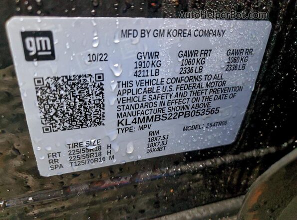 KL4MMBS22PB053565 2023 BUICK ENCORE Черный Вид наклейки с VIN-кодом