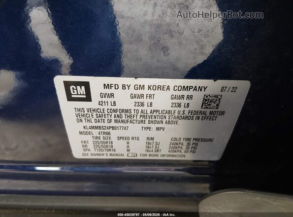 KL4MMBS24PB017747 2023 BUICK ENCORE Синий Вид подкапотного пространства