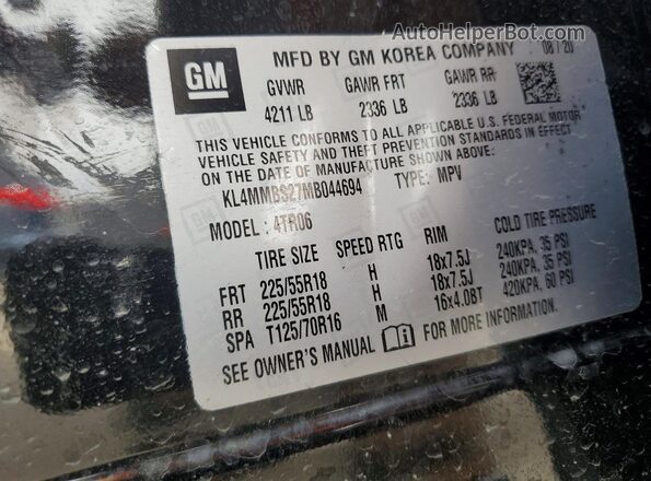 KL4MMBS27MB044694 2021 BUICK ENCORE Black Vista del compartimento del motor