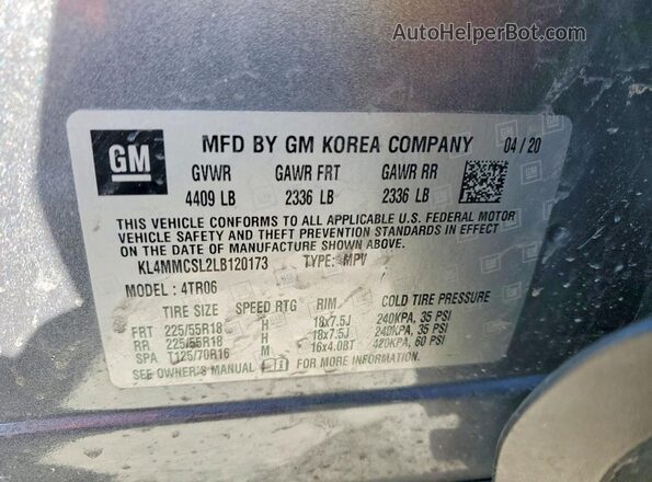 KL4MMCSL2LB120173 2020 BUICK ENCORE Gray Սալոնի 360 աստիճան տեսք