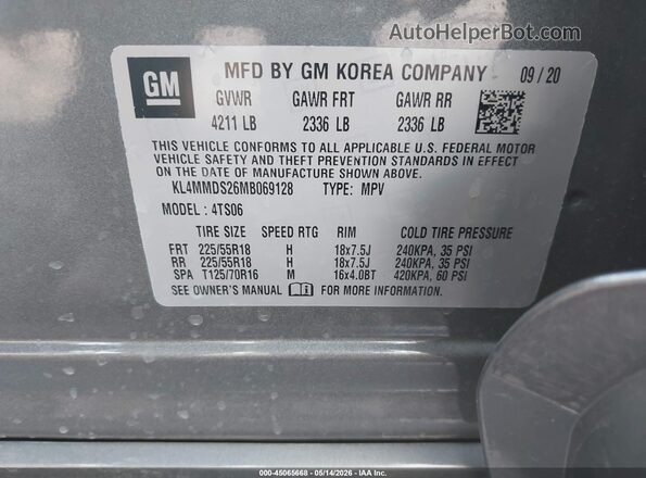 KL4MMDS26MB069128 2021 BUICK ENCORE Gray Vista del compartimento del motor