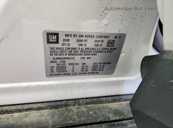 KL4MMDS29PB027475 2023 BUICK ENCORE White Widok wnętrza 360 stopni